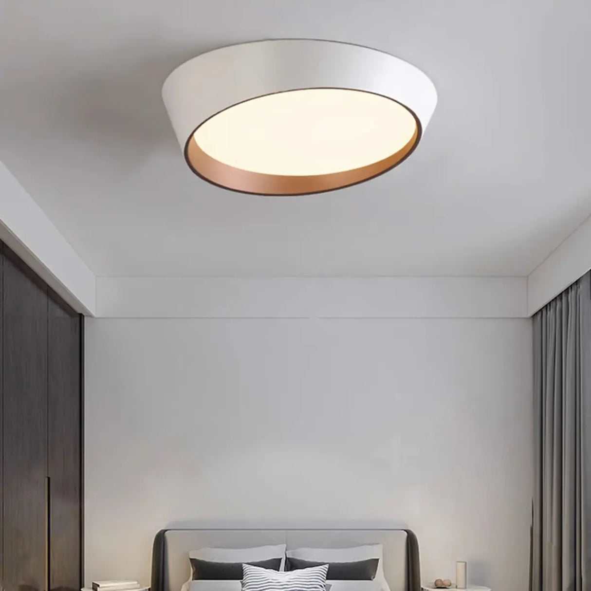 Modern White Truncated LED Flush Mount Ceiling Light Image - 4