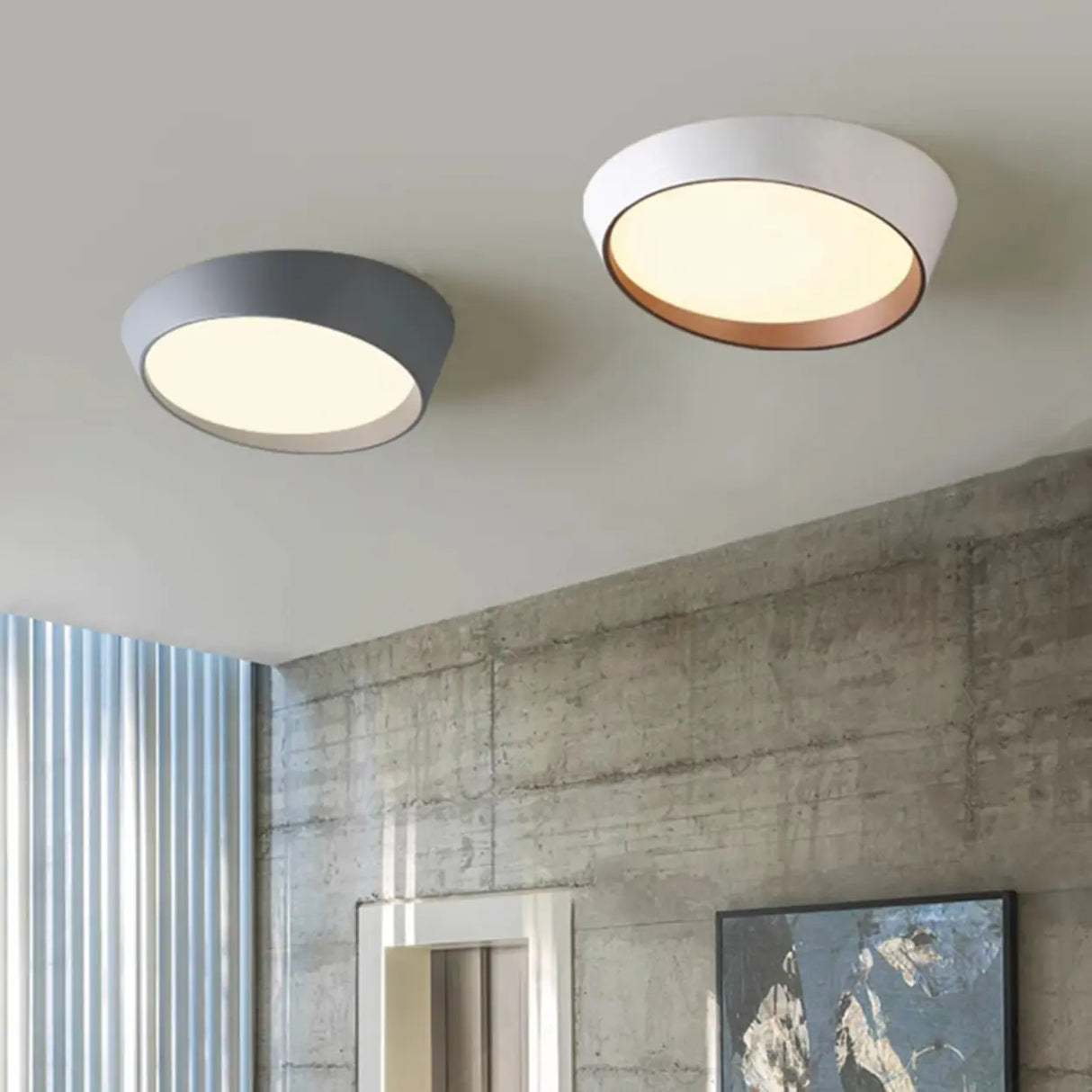 Modern White Truncated LED Flush Mount Ceiling Light Image - 5
