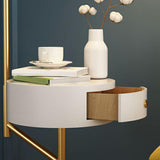 Modern White Umbrella Floor Lamp with Side Table Image - 10
