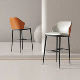 Modern White Upholstered Bar Stool with Back and Footrest Image - 1