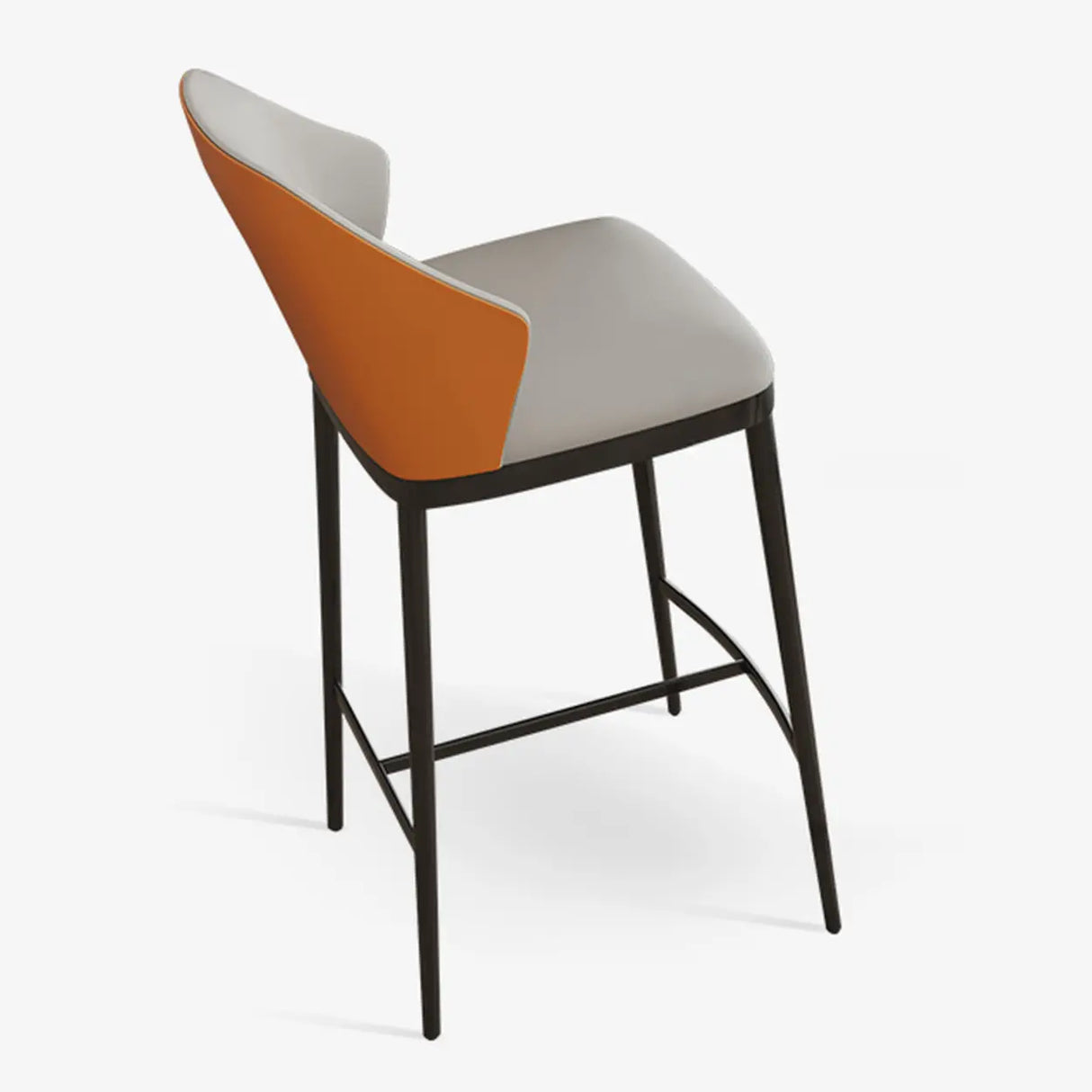 Modern White Upholstered Bar Stool with Back and Footrest Image - 10