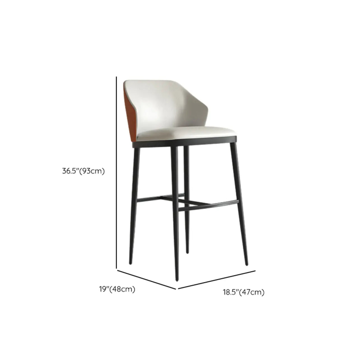 Modern White Upholstered Bar Stool with Back and Footrest Image - 14