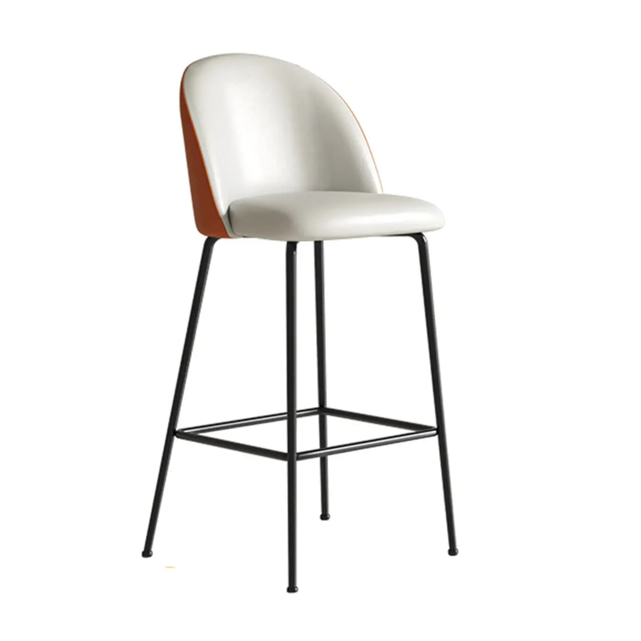 Modern White Upholstered Bar Stool with Back and Footrest Image - 5