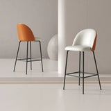 Modern White Upholstered Bar Stool with Back and Footrest Image - 6
