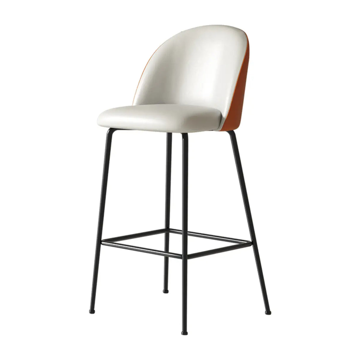 Modern White Upholstered Bar Stool with Back and Footrest Image - 8