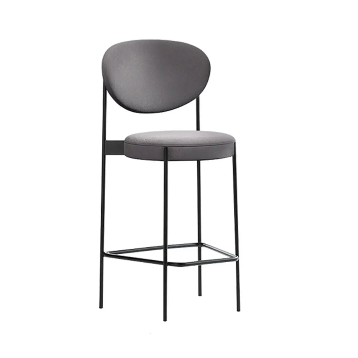 Modern White Upholstered Bar Stool with Back and Footrest Image - 9