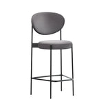 Modern White Upholstered Bar Stool with Back and Footrest Image - 9