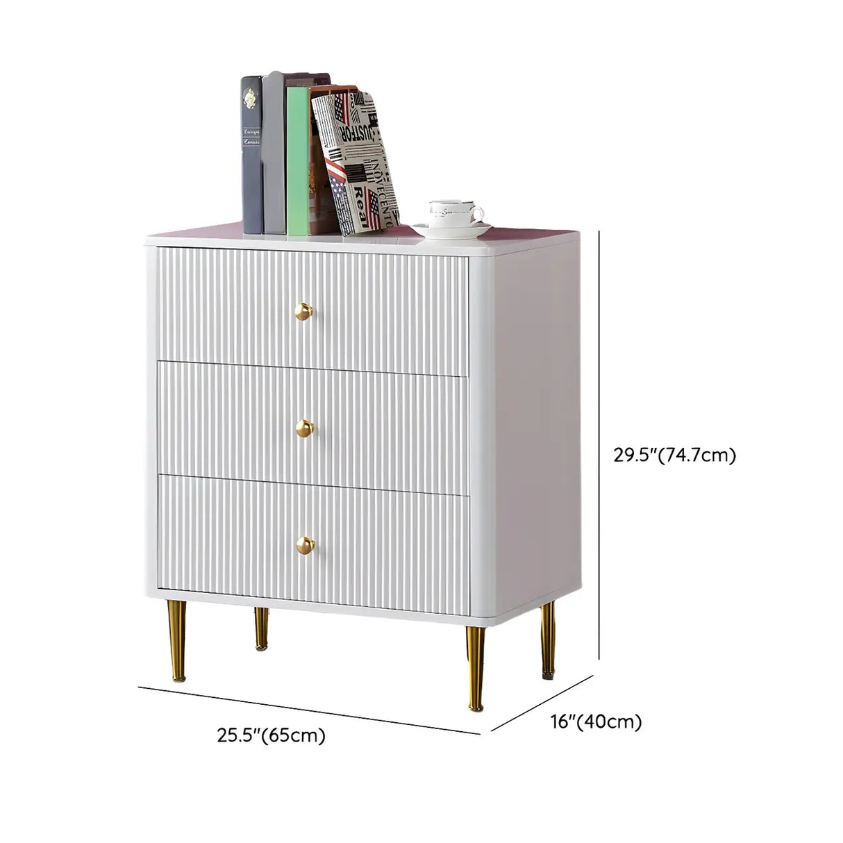 Modern White Wood Brass Handle Storage Dressers 