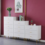 Modern White Wood Brass Handle Storage Dressers Image - 1