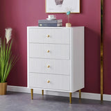 Modern White Wood Brass Handle Storage Dressers Image - 3