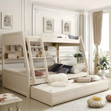 Modern White Wood Bunk Bed with Mattress and Drawers Image - 11