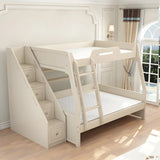 Modern White Wood Bunk Bed with Mattress and Drawers Image - 12
