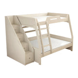 Modern White Wood Bunk Bed with Mattress and Drawers Image - 17