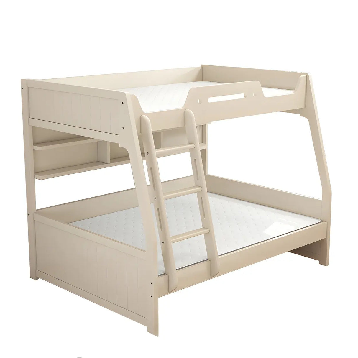 Modern White Wood Bunk Bed with Mattress and Drawers Image - 3
