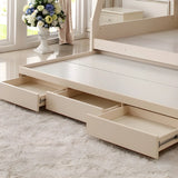 Modern White Wood Bunk Bed with Mattress and Drawers Image - 5