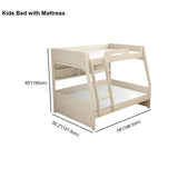Modern White Wood Bunk Bed with Mattress and Drawers #size
