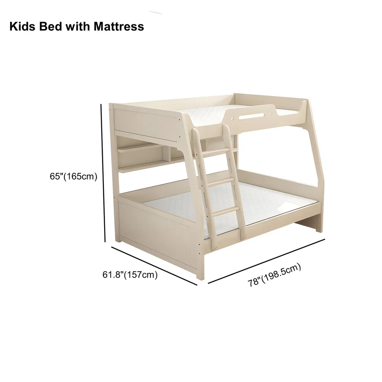 Modern White Wood Bunk Bed with Mattress and Drawers Image - 8