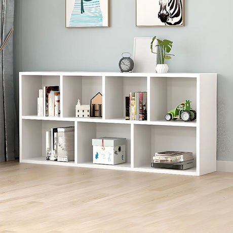 Modern White Wood Horizontal Cubical Wide Bookcase Image - 1