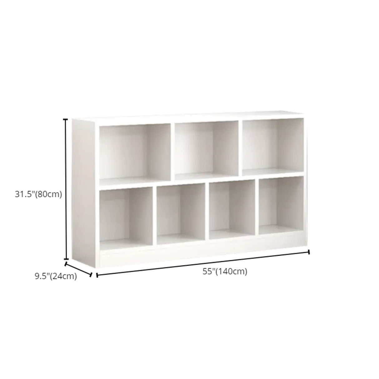 Modern White Wood Horizontal Cubical Wide Bookcase Image - 12