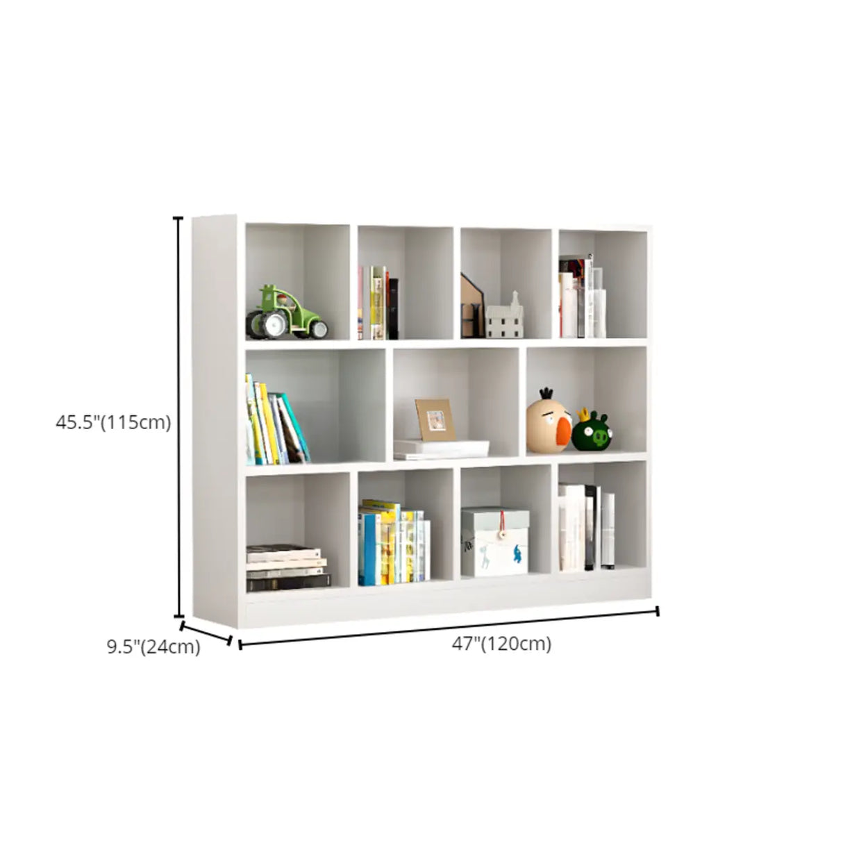 Modern White Wood Horizontal Cubical Wide Bookcase Image - 14