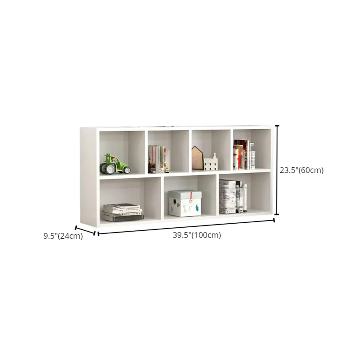 Modern White Wood Horizontal Cubical Wide Bookcase Image - 18