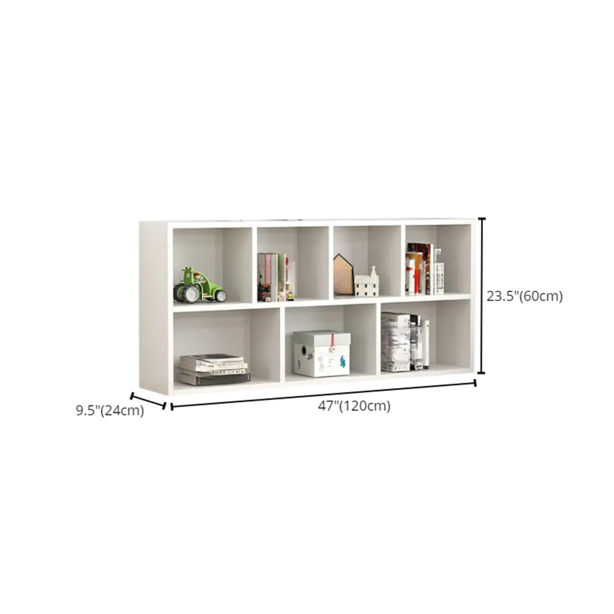 Modern White Wood Horizontal Cubical Wide Bookcase Image - 20