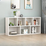 Modern White Wood Horizontal Cubical Wide Bookcase Image - 5