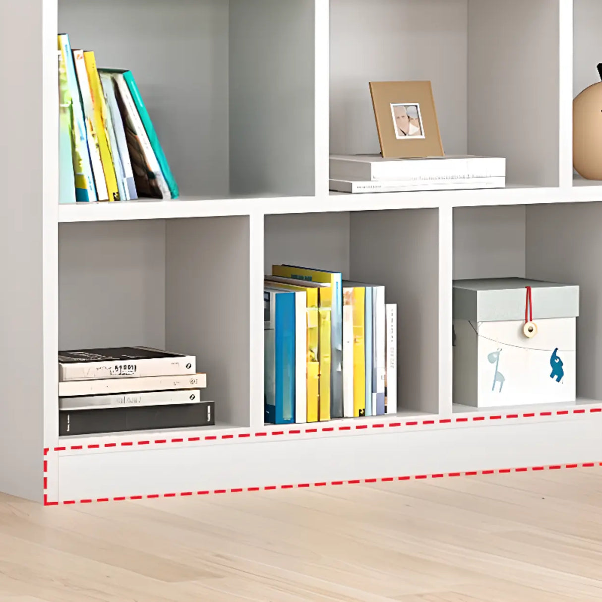 Modern White Wood Horizontal Cubical Wide Bookcase Image - 6