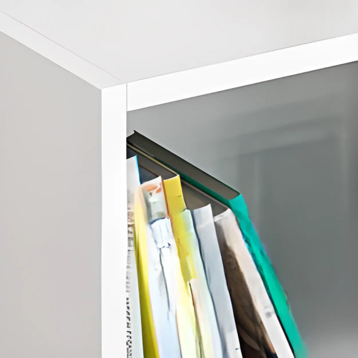 Modern White Wood Horizontal Cubical Wide Bookcase Image - 7