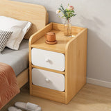 Modern White Wood Two-Drawer Storage Narrow Nightstand Image - 13