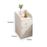 Modern White Wood Two-Drawer Storage Narrow Nightstand Image - 17