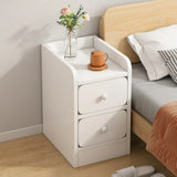 Modern White Wood Two-Drawer Storage Narrow Nightstand Image - 1