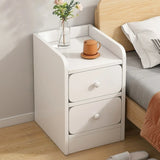 Modern White Wood Two-Drawer Storage Narrow Nightstand Image - 3