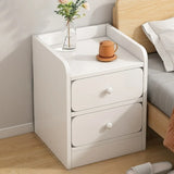 Modern White Wood Two-Drawer Storage Narrow Nightstand Image - 4