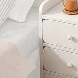 Modern White Wood Two-Drawer Storage Narrow Nightstand Image - 6