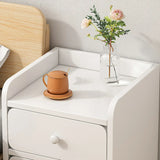 Modern White Wood Two-Drawer Storage Narrow Nightstand Image - 7