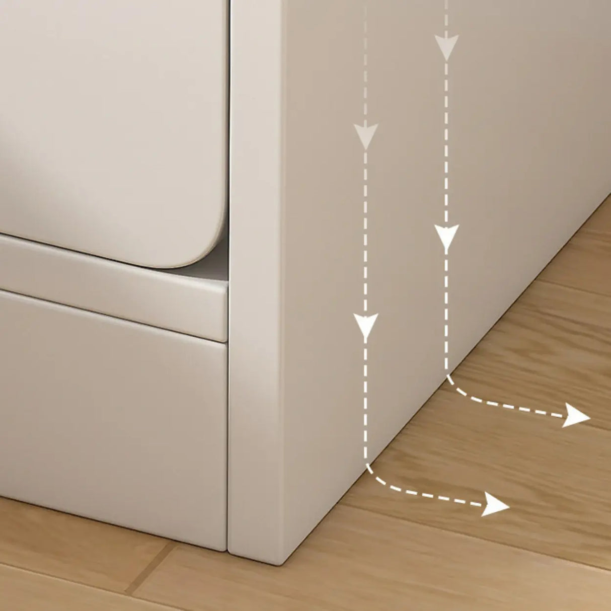 Modern White Wood Two-Drawer Storage Narrow Nightstand Image - 8