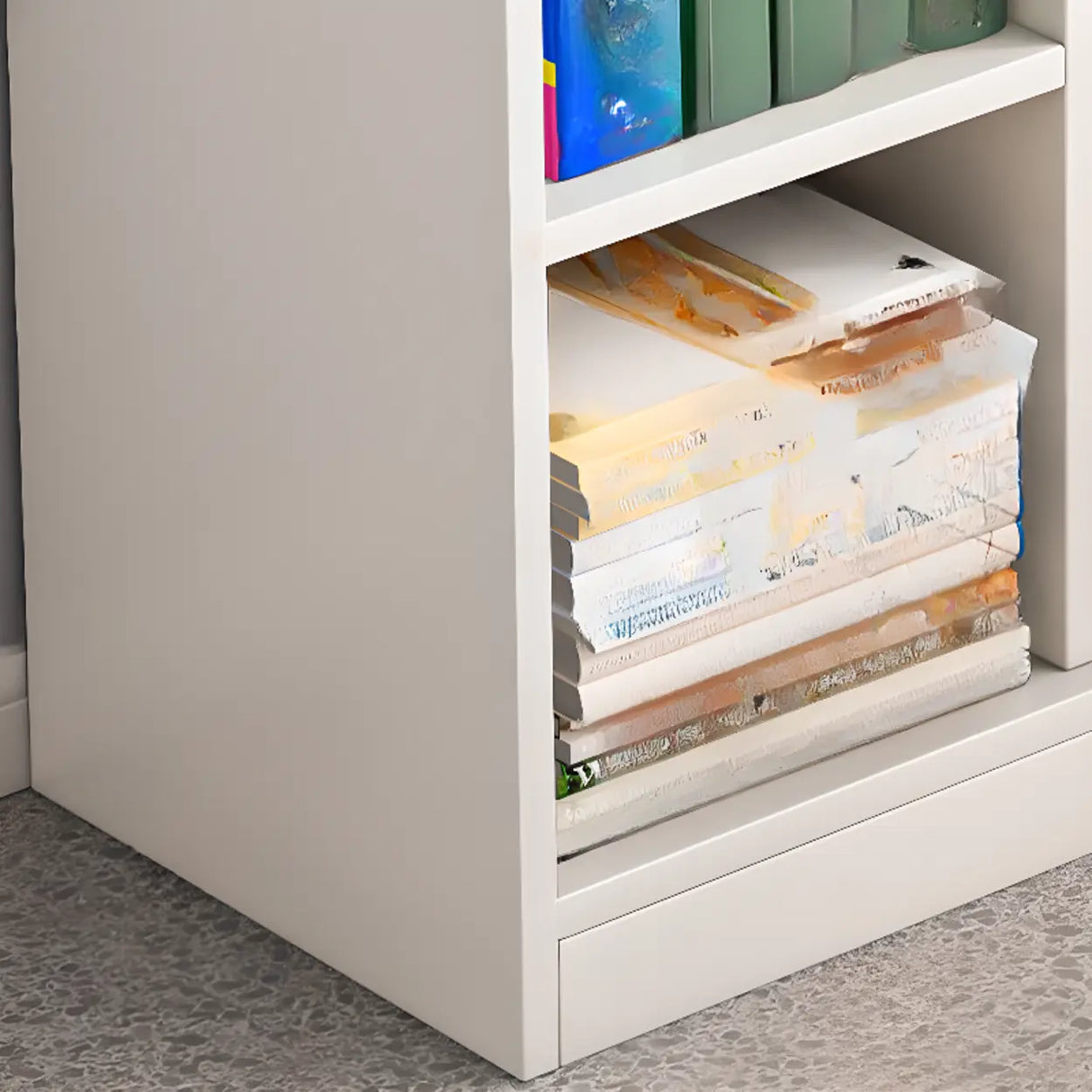 Modern White Wooden Organizer Horizontal Bookcases Image - 10
