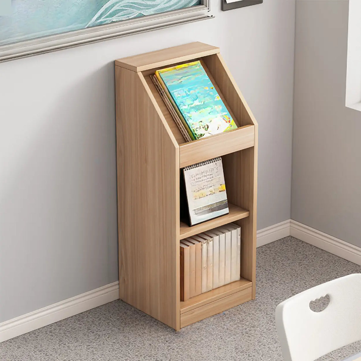 Modern White Wooden Organizer Horizontal Bookcases Image - 15