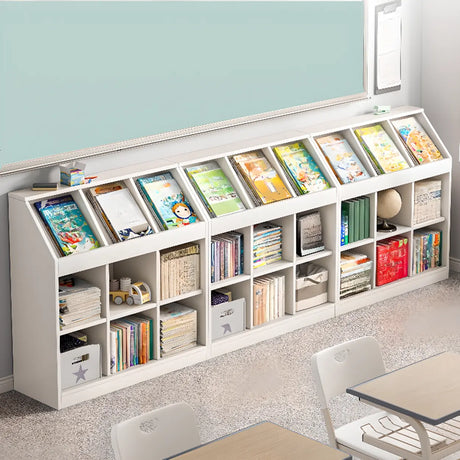 Modern White Wooden Organizer Horizontal Bookcases Image - 1
