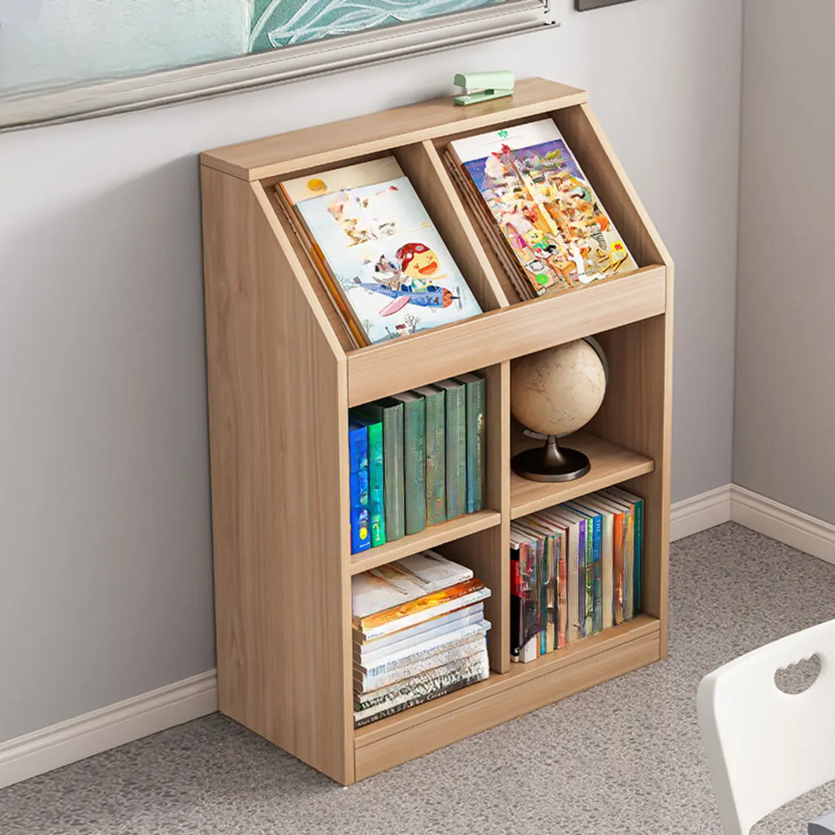 Modern White Wooden Organizer Horizontal Bookcases Image - 3