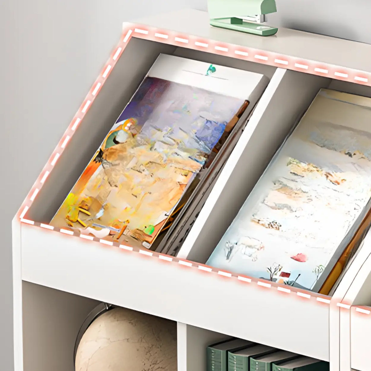 Modern White Wooden Organizer Horizontal Bookcases Image - 6