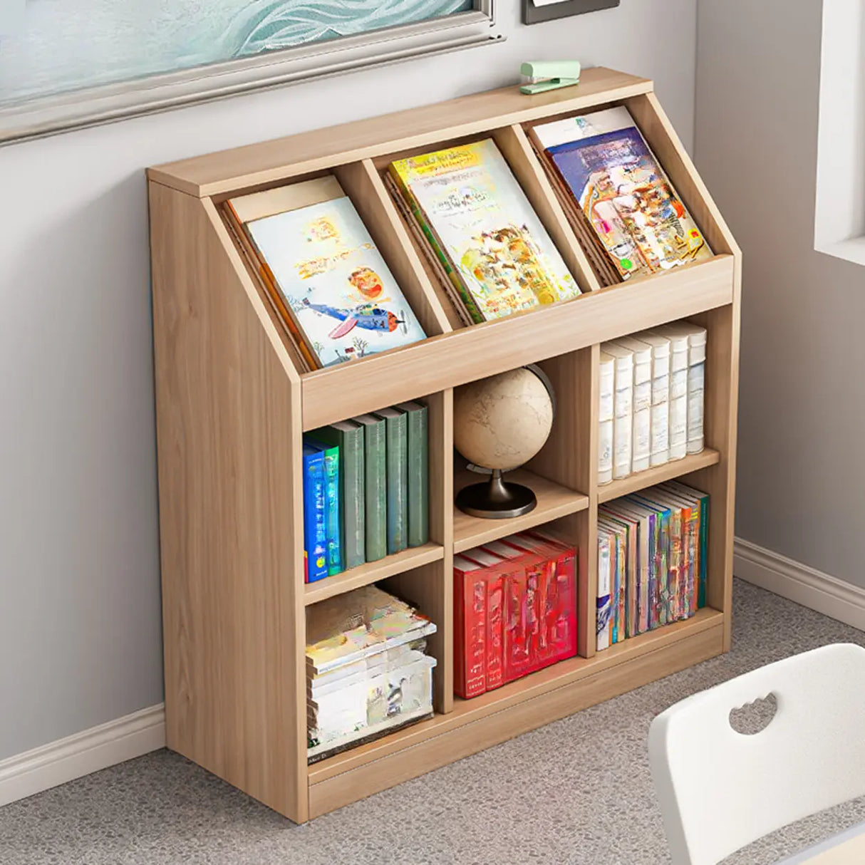 Modern White Wooden Organizer Horizontal Bookcases Image - 9