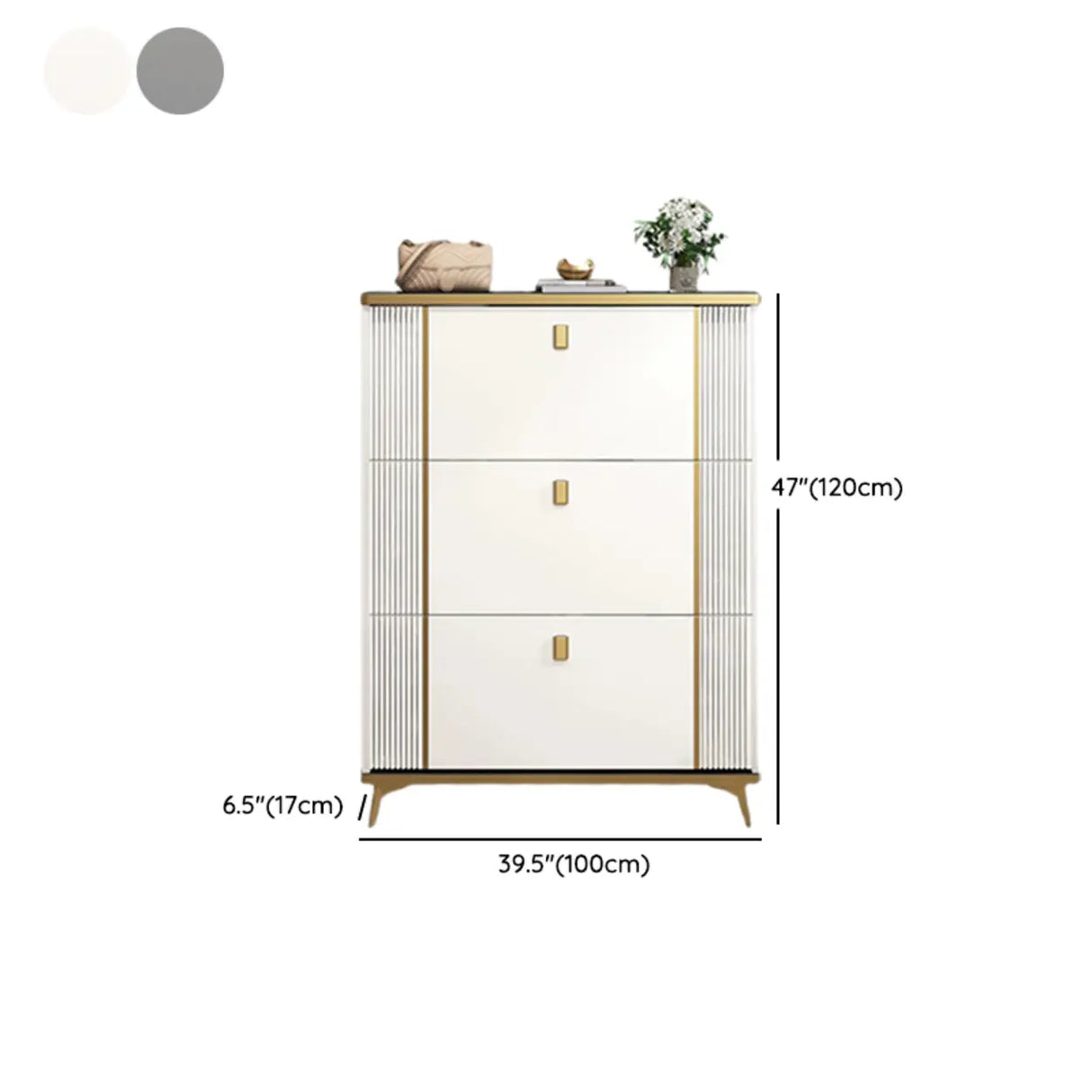 Modern Wood Adjustable Drop Front 3-Drawer Shoe Storage Image - 47