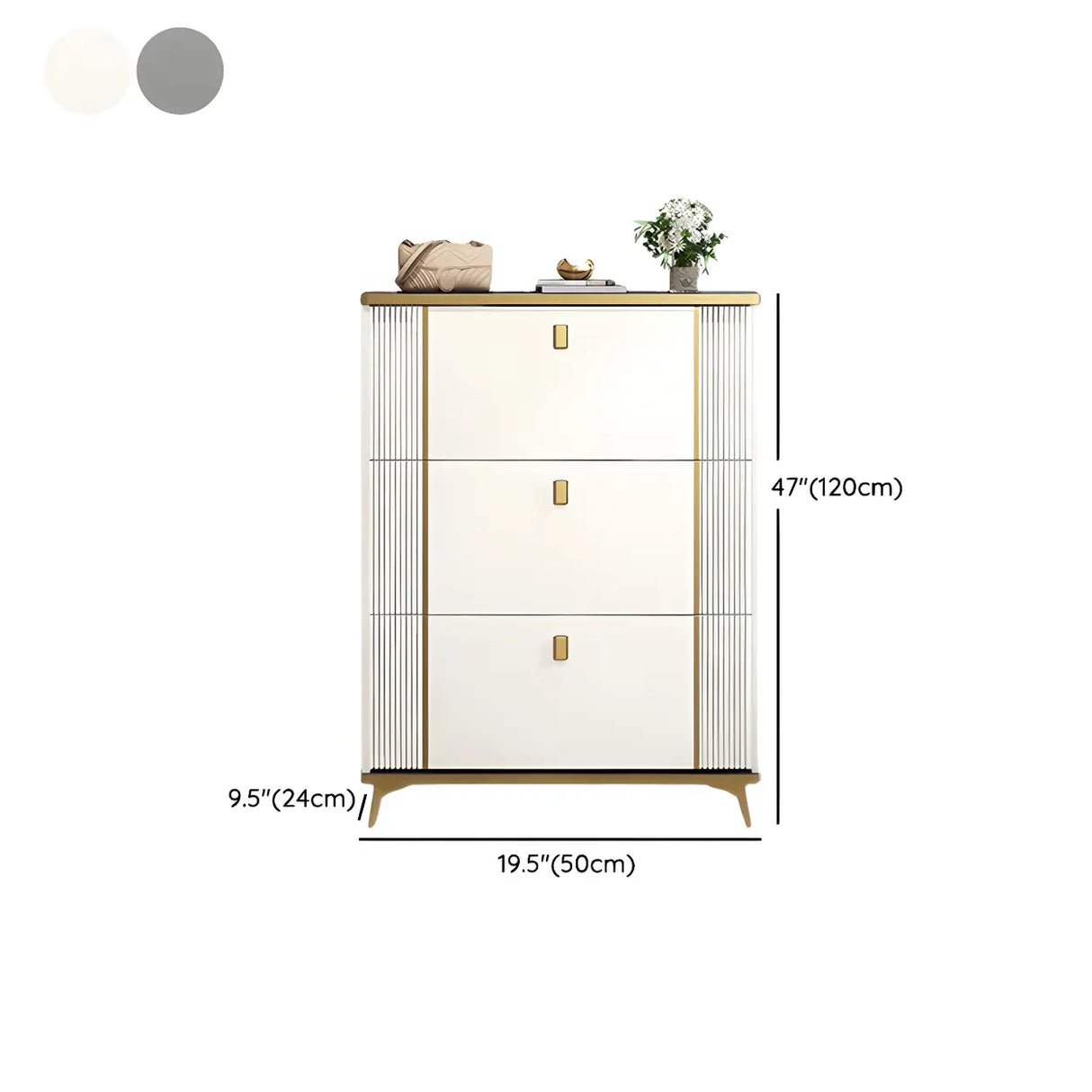 Modern Wood Adjustable Drop Front 3-Drawer Shoe Storage Image - 48