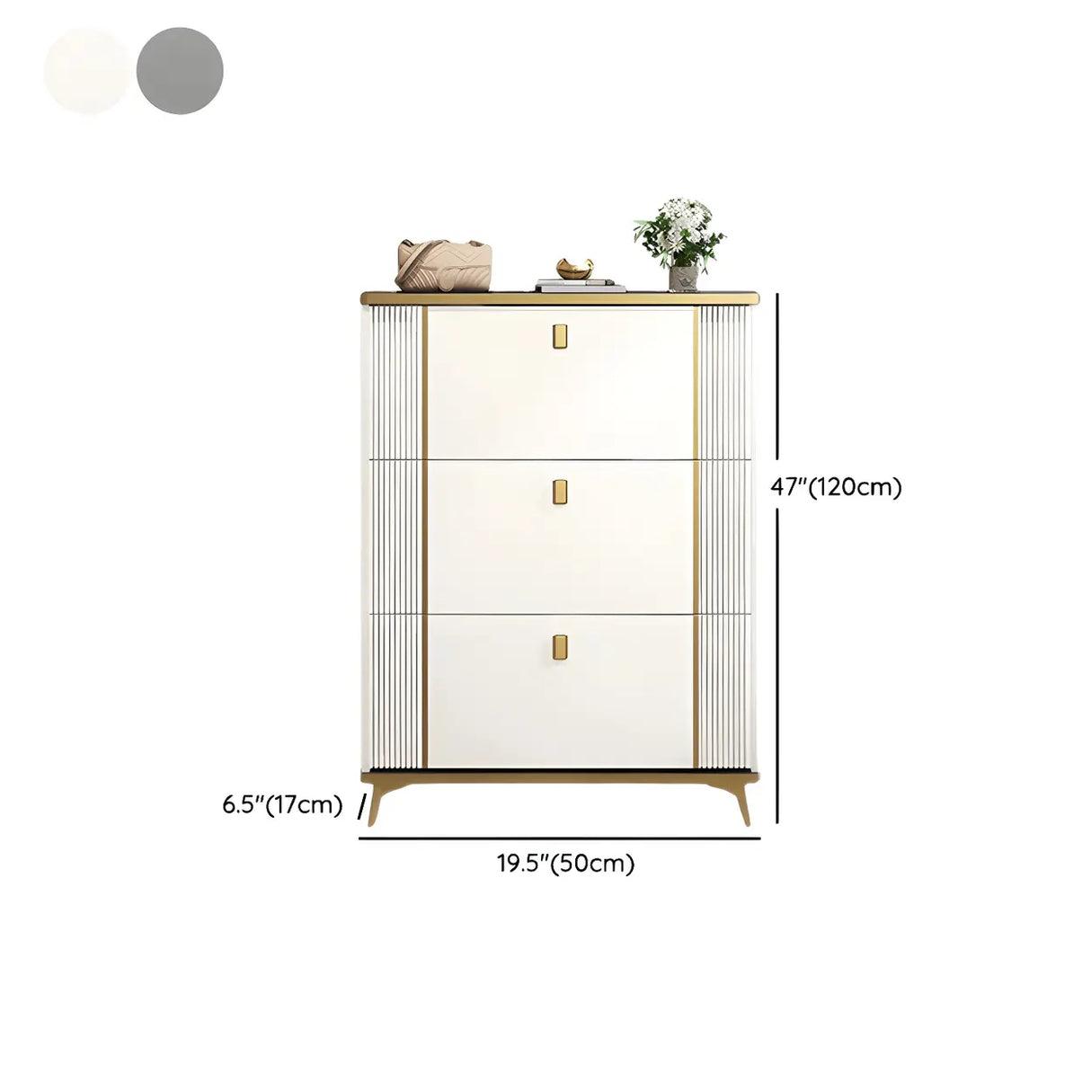 Modern Wood Adjustable Drop Front 3-Drawer Shoe Storage 