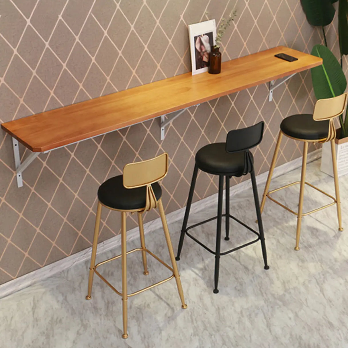 Modern Wood Adjustable Wall-Mounted Bar Table Image - 11