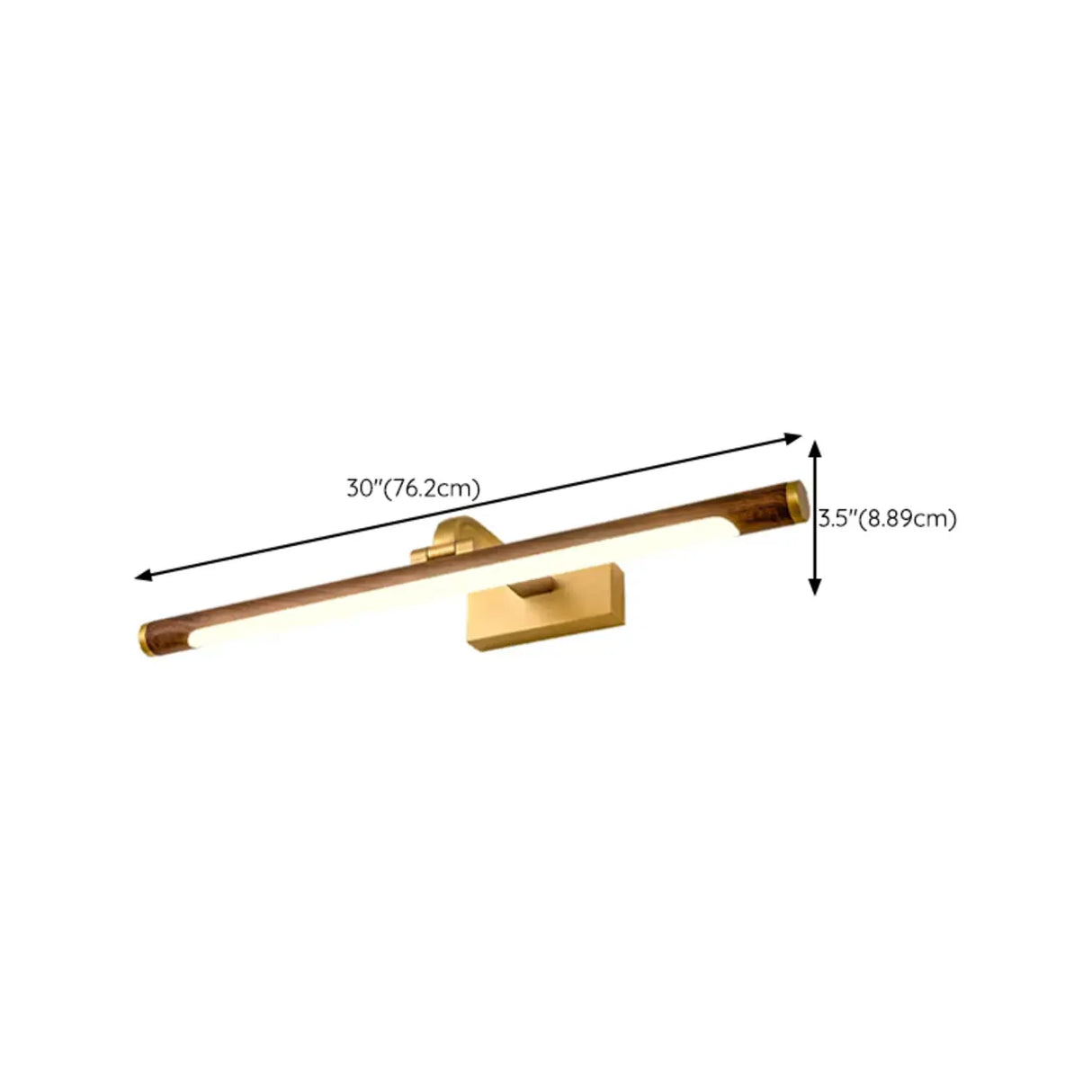 Modern Wood and Gold LED Vanity Light Fixture 