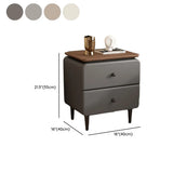 Modern Wood and Leather Nightstand with Two Drawers Image - 18