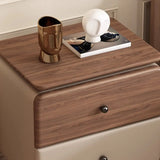 Modern Wood and Leather Nightstand with Two Drawers Image - 6